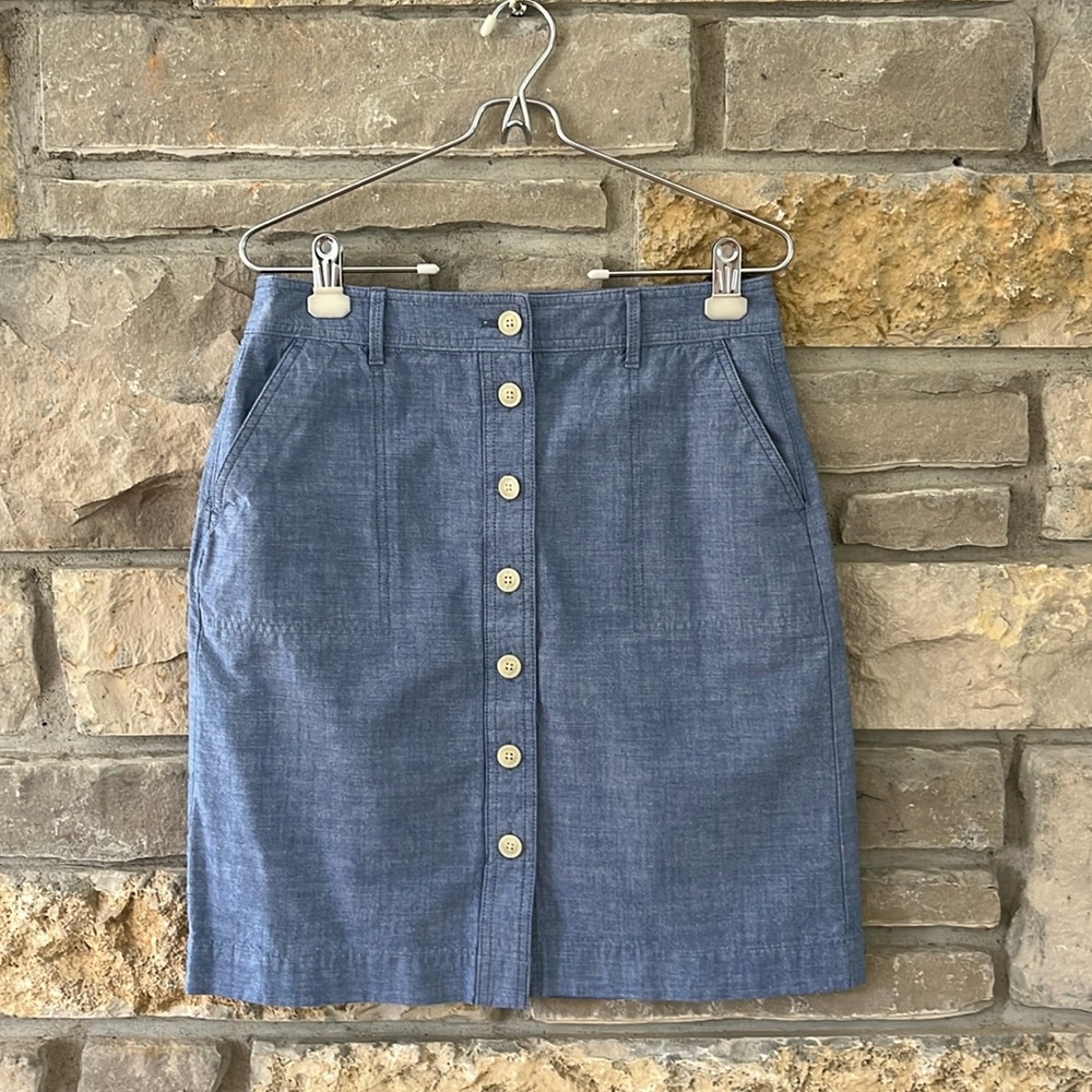 Talbots Blue Button-Front Skirt Size 4